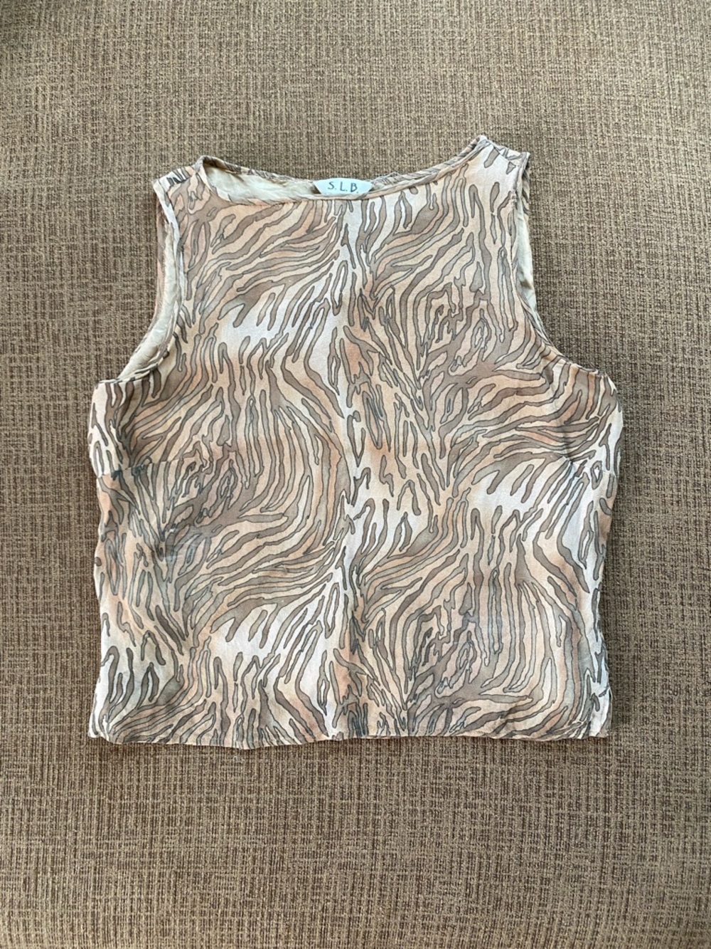 Women's Sleeveless Animal Print Crop Top 100% silk